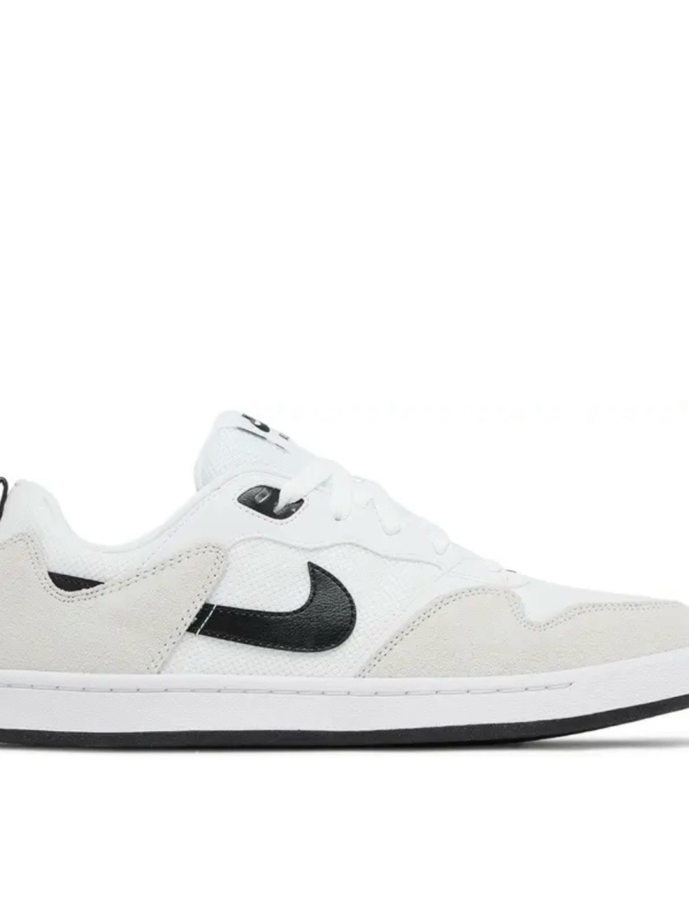 Nike Men’s White and Black Low-Top Sneaker with Black Swoosh